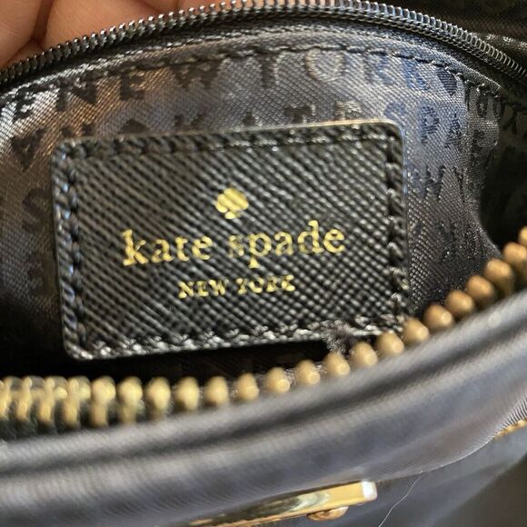 Kate Spade Crossbody Shoulder Bag Black Nylon Leather Trim Messenger - Picture 4 of 10